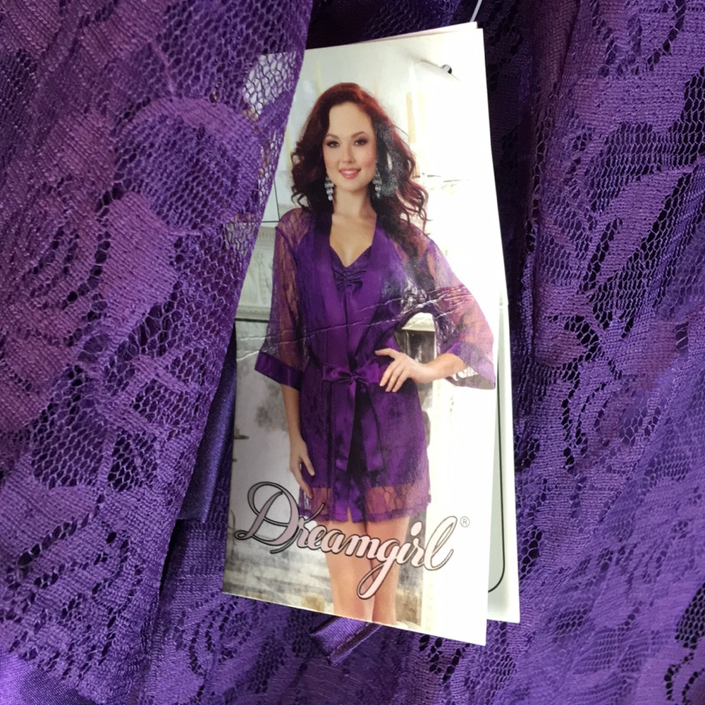 Lace robe with silky nighty